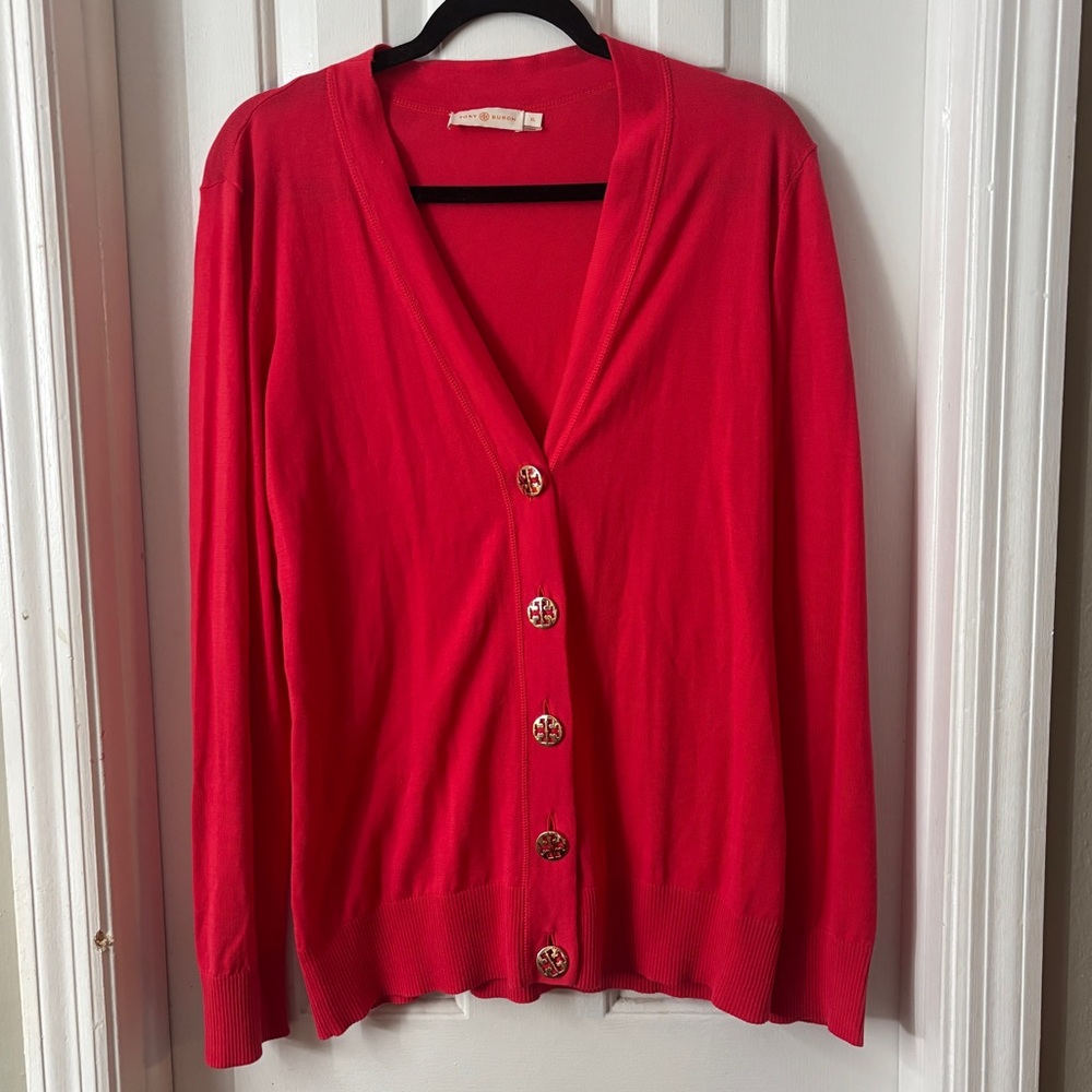 Tory Burch Women's Red Cardigan Sweater